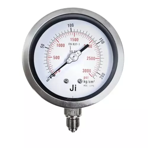 Japsin Instrumentation Industrial Pressure Gauge Analog Display 0 to 210 Kg/cm² Range 100 mm Dial Size for Industrial Use