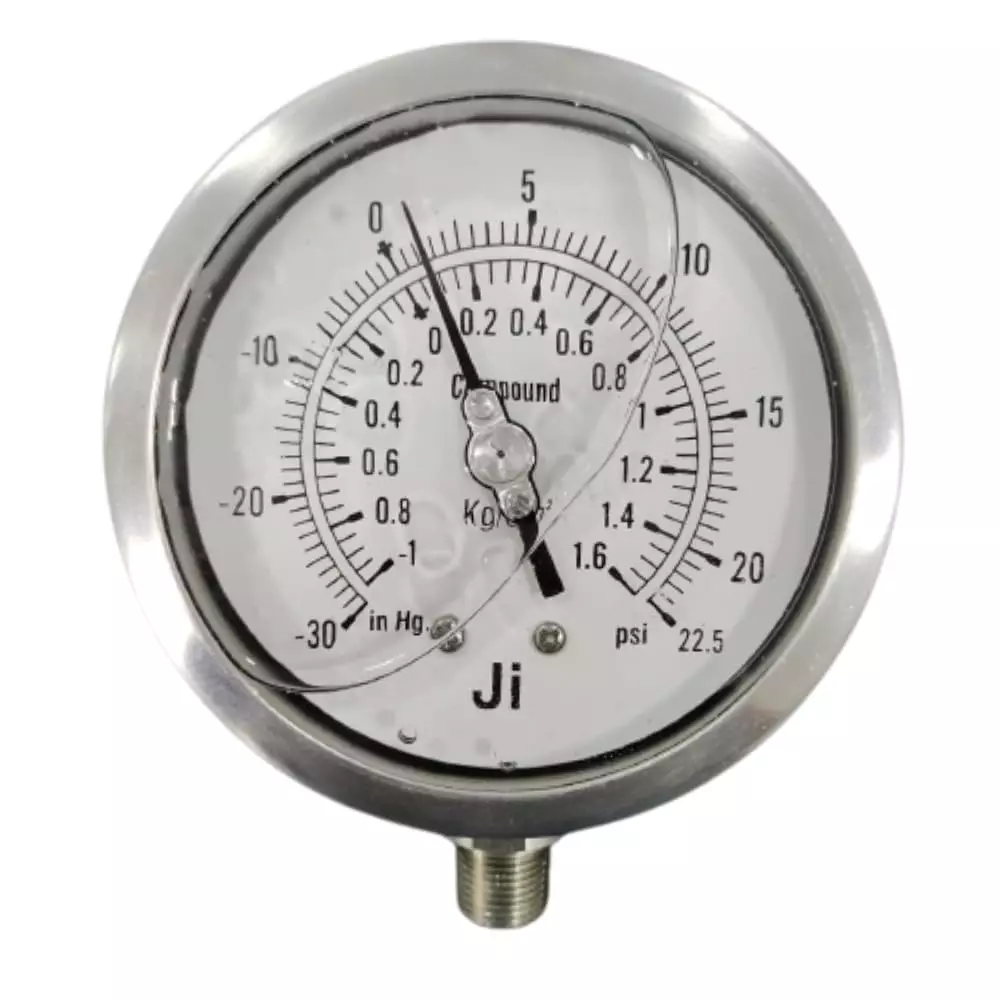 Japsin Instrumentation 100 mm Glycerin Filled Industrial Glycerin Filled Compound Gauge