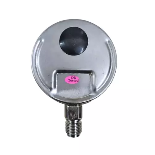 Japsin Instrumentation Industrial Glycerin Filled Pressure Gauge Analog Display 0 to 56 Kg/cm² Range 100 mm Dial Size for Industrial Use
