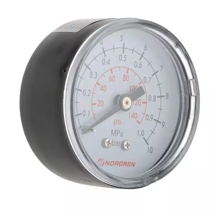 Norgren Analogue Pressure Gauge R 1/8 10 bar Back Entry 50 mm Outside Diameter, 18-013-013