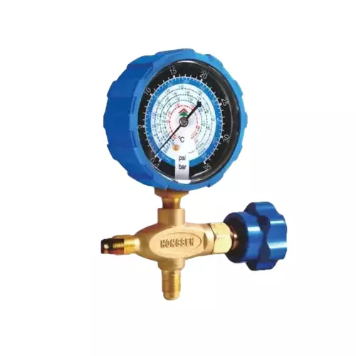 Hongsen Single Manifold with Gauge -30 inHg to 500 PSI, HS-466NAL