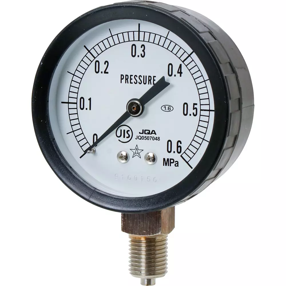 MIGISHITA SEIKI Pressure Gauge 0.01 MPa Minimum Scale, AT1/4x60x0.6MPa-SE