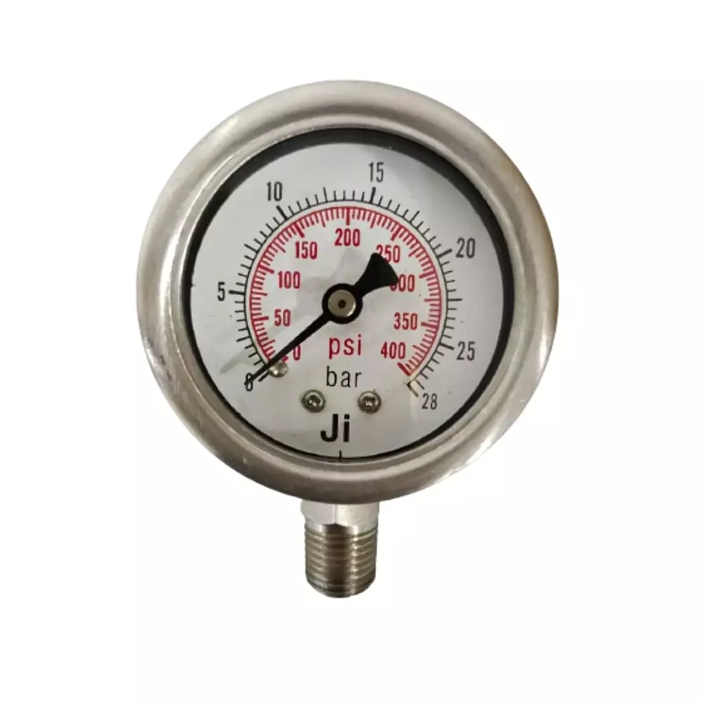 Japsin Instrumentation Industrial Pressure Gauge Analog Display 0 to 28 Bar Range 50 mm Dial Size for Industrial Use