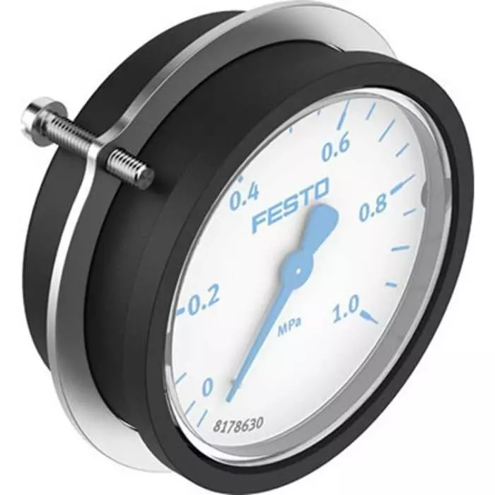 Festo G 1/4 Analogue Pressure Gauge 0 bar Panel 68 mm Outside Diameter, PAGN-P-63-1M-G14-CPA