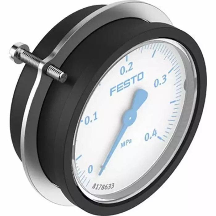 Festo G 1/4 Analogue Pressure Gauge 0 bar Panel 68 mm Outside Diameter, PAGN-P-63-0.4M-G14-1-CPA