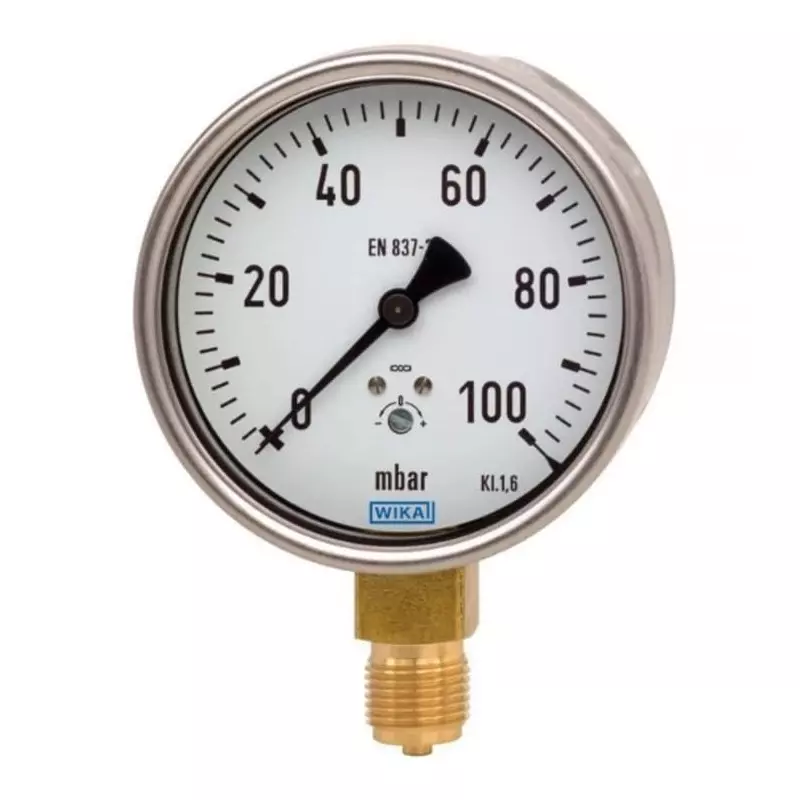 WIKA Analogue Pressure Gauge G 1/4 0mbar Bottom Entry 63mm Outside Diameter, 59034785
