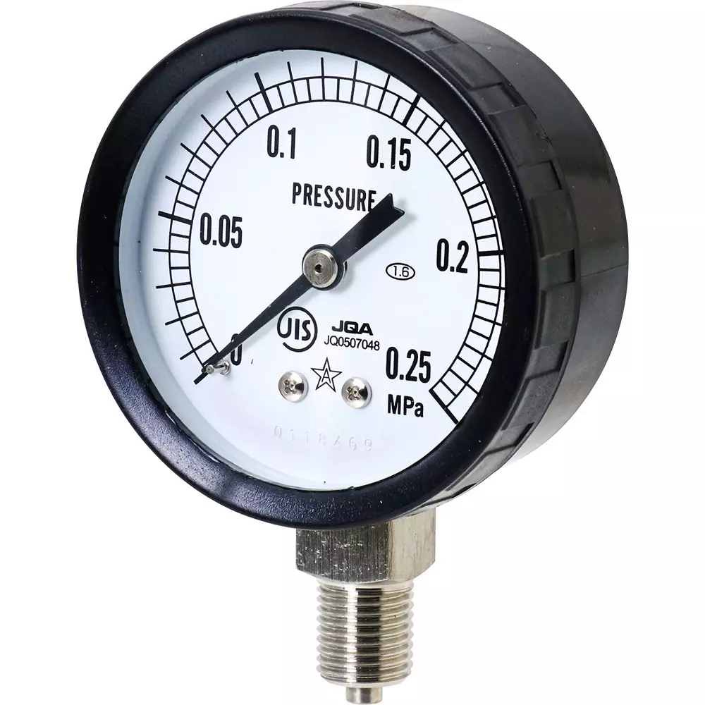 MIGISHITA SEIKI Pressure Gauge 0.005 MPa Minimum Scale, AT1/4x60x0.25MPa-SE