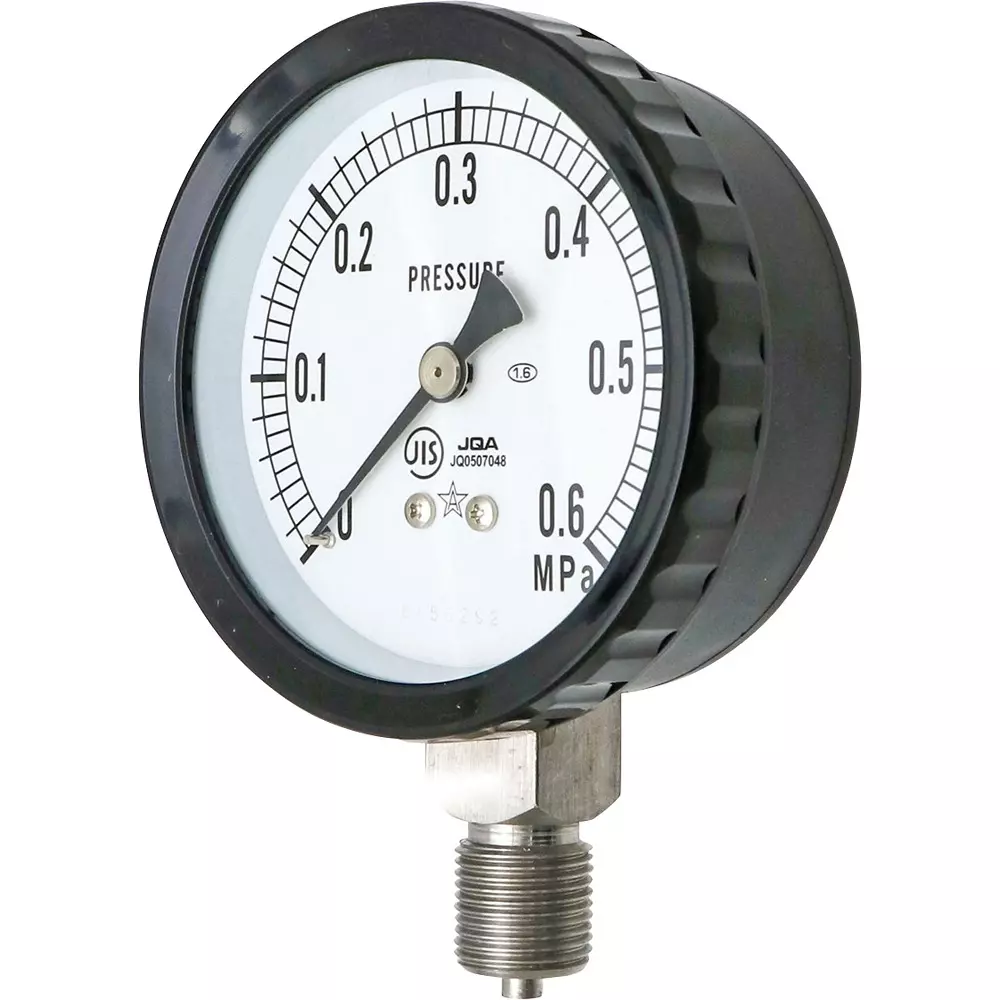 MIGISHITA SEIKI Pressure Gauge 0.01 MPa Minimum Scale, AT3/8x75x0.6MPa-SET