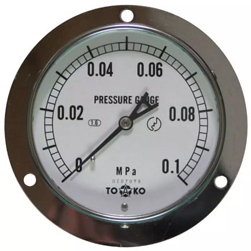 TOKO Pressure Gauge Φ100 mm Outer Dia, DU3/8G 100×0.1MPa