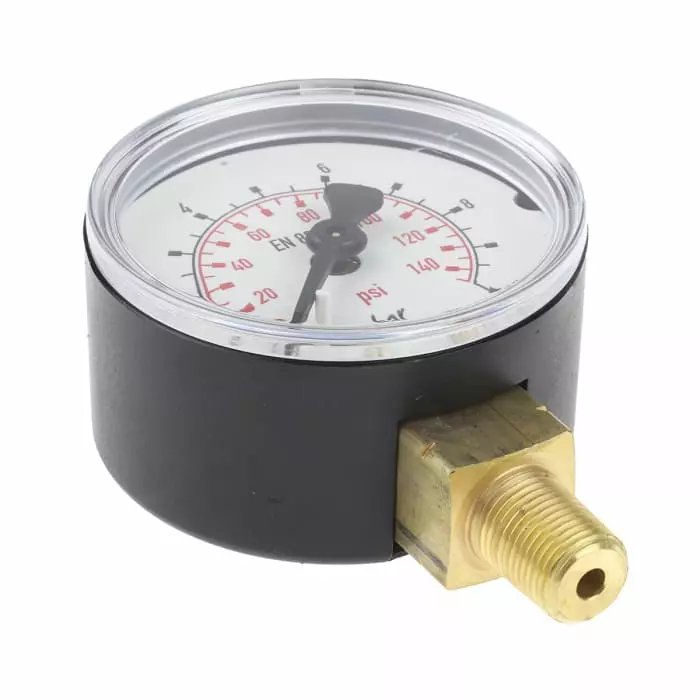 RS Pro R 1/8 Analogue Pressure Gauge 10bar Bottom Entry 50 mm Outside Diameter, 33043415