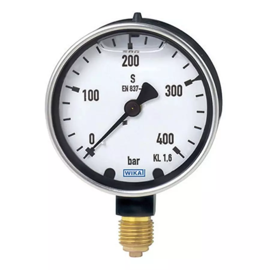 WIKA Analogue Pressure Gauge 100psi Back Entry 63mm Outside Diameter with RS Calibration, 9318178