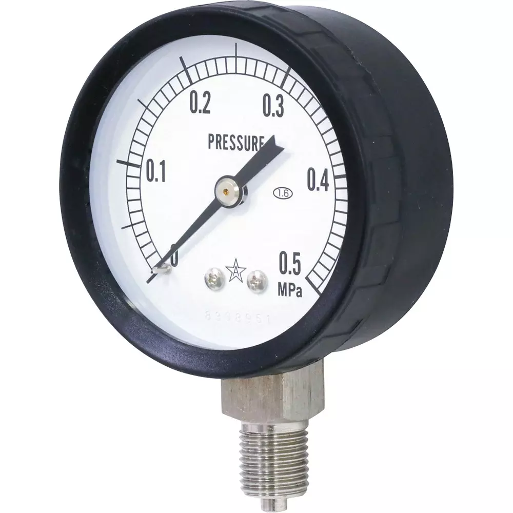 MIGISHITA SEIKI Pressure Gauge 0.01 MPa Minimum Scale, AT1/4x60x0.5MPa-SE