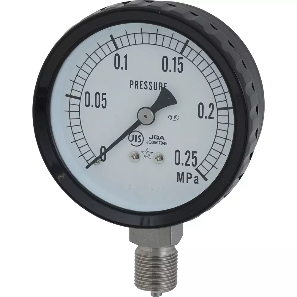 MIGISHITA SEIKI Pressure Gauge 0.005 MPa Minimum Scale, AT3/8x75x0.25MPa-SE