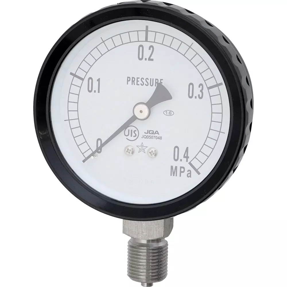 MIGISHITA SEIKI Pressure Gauge 0.01 MPa Minimum Scale, AT3/8x75x0.4MPa-SE