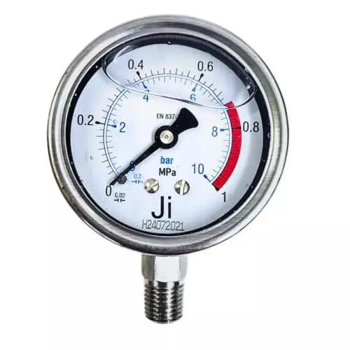 Japsin Instrumentation Industrial Pressure Gauge Analog Display 0 to 10 Bar Range 63 mm Dial Size for Industrial Use