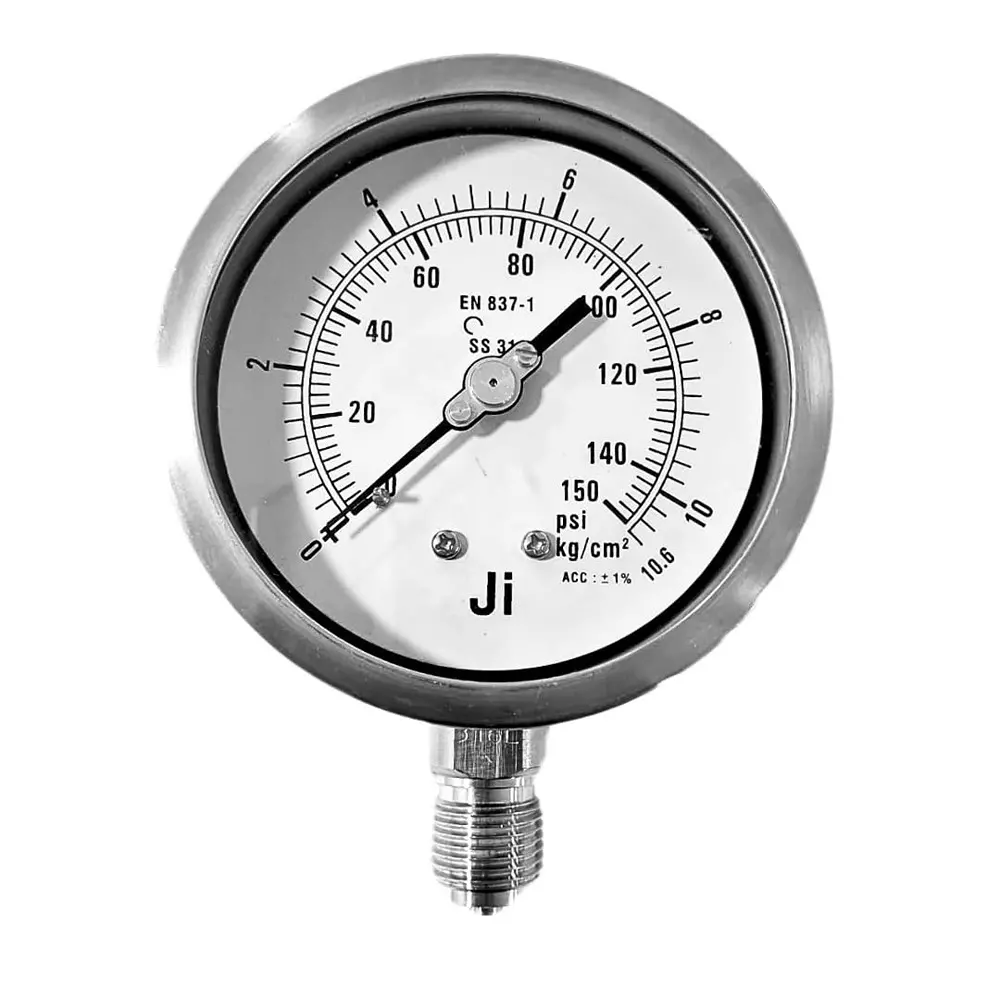 Japsin Instrumentation Industrial Pressure Gauge Analog Display 0 to 10.6 Kg/cm² Range 100 mm Dial Size for Industrial Use