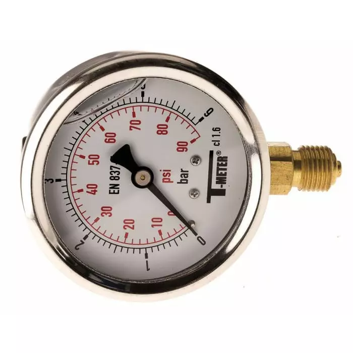 Sferaco G 1/4 Analogue Pressure Gauge 6 bar Bottom Entry 63 mm Outside Diameter With RS Calibration, 1613005