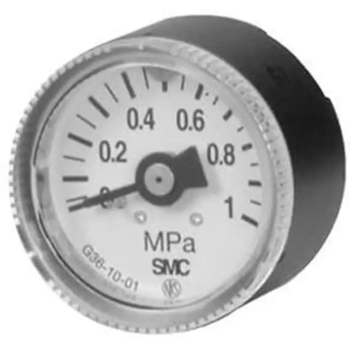 SMC R 1/8 Analogue Pressure Gauge 1.5mPa Panel 37.5 mm Outside Diameter, G36-15-01