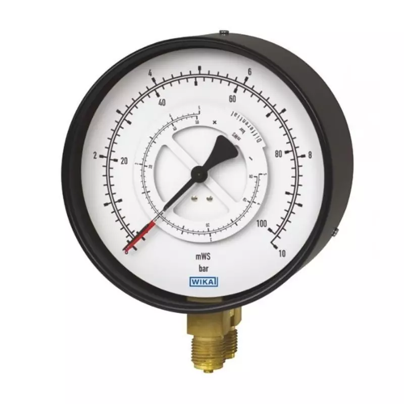 WIKA Analogue Differential Pressure Gauge G 1/4 1bar Bottom Entry 100mm Outside Diameter, 48798006