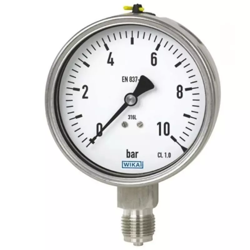 WIKA Analogue Pressure Gauge NPT 1/4 10bar Bottom Entry 63mm Outside Diameter, 48951226