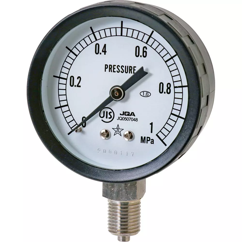 MIGISHITA SEIKI Pressure Gauge 0.02 MPa Minimum Scale, AT1/4x60x1MPa-SE
