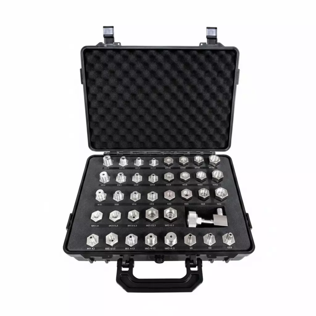 Insize Pressure Gauge Adapter Set with 38 Adapters, 1-250 Bar Pressure Range for Conversion Connection, 5220-PA-SET