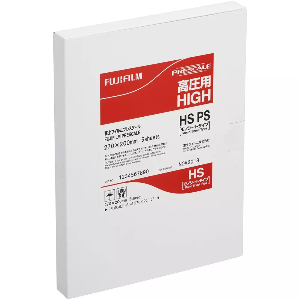 Fujifilm Pressure Measurement Film 20 to 35 ℃ Temperature Range 50 to 130 MPa Measuring Range, HS PS (Pack of 5 )