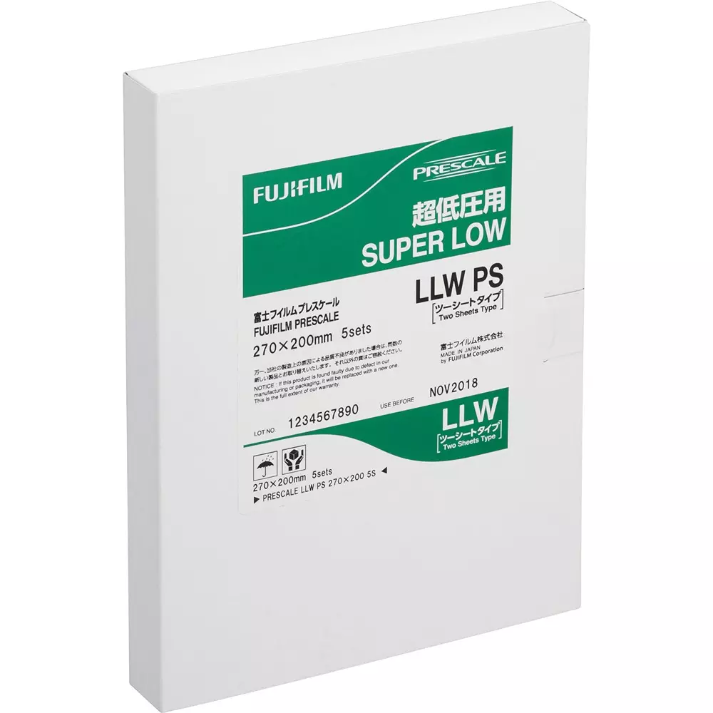 Fujifilm Pressure Measurement Film 20 to 35 ℃ Temperature Range 0.5 to 2.5 MPa Measuring Range, LLW PS (Pack of 5 )