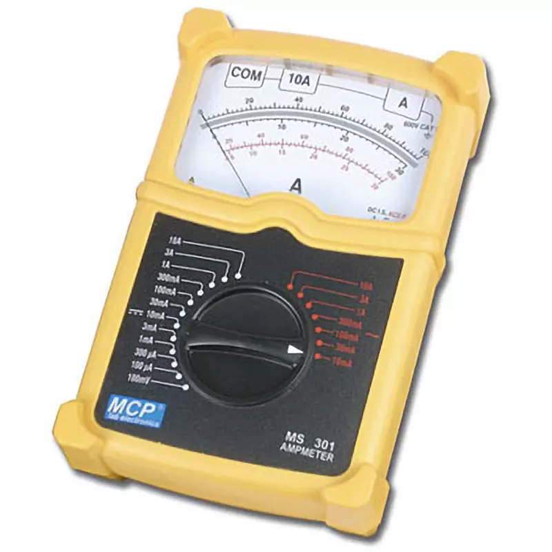 MCP Analog Ammeter ACA: 10 mA to 10 A (7 steps), DCA: 100 μA to 10 A (11 steps) Range, MS301