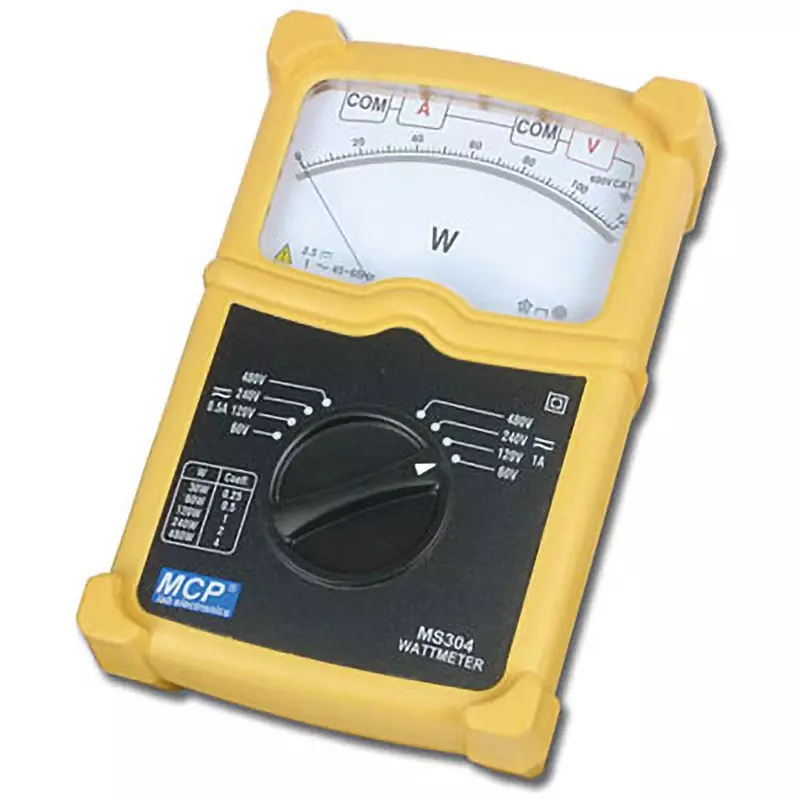 MCP Analog Watt Meter 60 to 120 to 240 to 480 V, 2.5 A/5 A Range, MS304