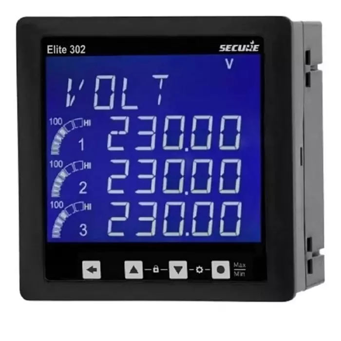 Secure Multi Function Meter Common Features 3 Phase 4 Line Digital LED Display 96x96 mm Size, Accuracy Class 1, Elite302