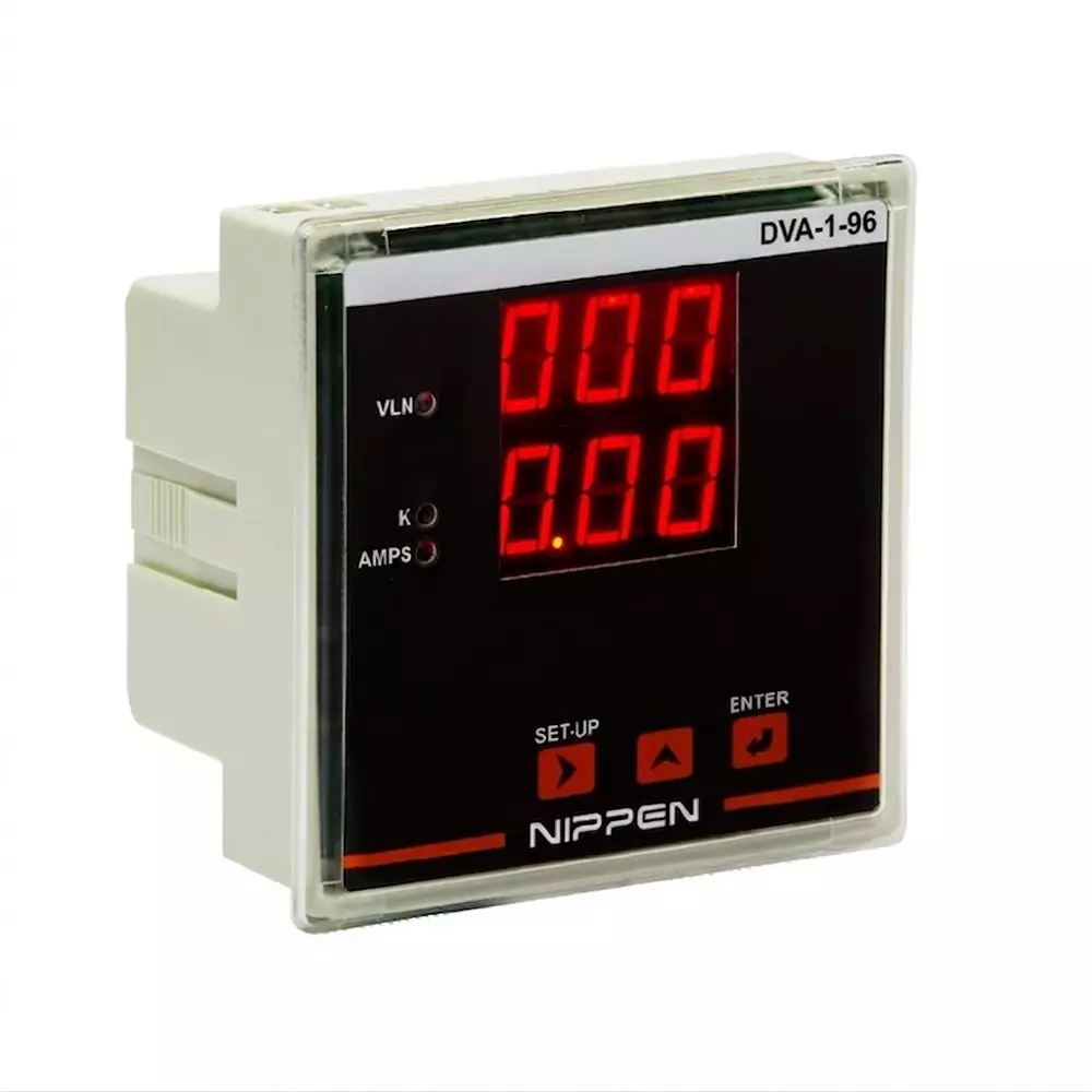 Nippen 1 Phase Digital Ammeter & Voltmeter with 30 A & 60 A Direct Display Range and 96X96 mm Size, DVA-1-96 (30A & 60A)