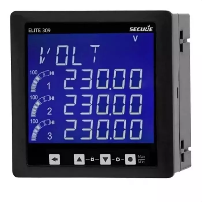 Secure Multi Function Meter Common Features + 1 alarm output 3 Phase 4 Line Digital LED Display 96x96 mm Size, Accuracy Class 0.5s, Elite309