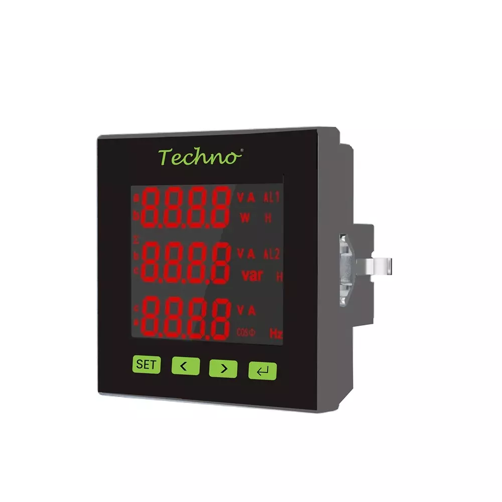 Techno Meters Polycarbonate Multifunctional Panel Meter Three Phase 5 A Current Bright & Big LCD Display, TMCB 027 S