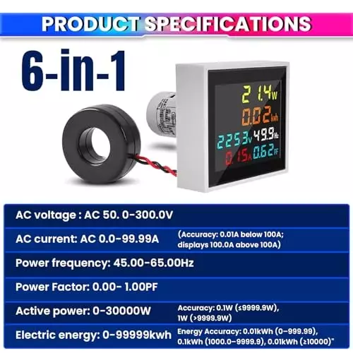 amicisense-6-in-1-digital-power-meter-50300-v-ac-voltmeter-09999-a-ammeter-kwh-power-frequency-pf-1xelec-6in1-mtr