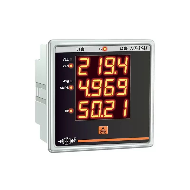 Nippen VAF Meter with 3 Rows x 4 Digits LED Display, 3 Phase - 4 Wire and 96X96 mm Size, DT-36M-3Ph