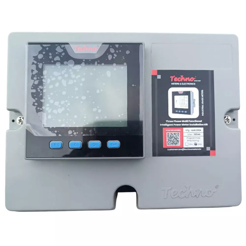 Techno Meters Polycarbonate Multifunctional Panel Kit Meter Three Phase 100 A Current Class 1.0/Class 0.5 Accuracy, TMCB 025 Kit