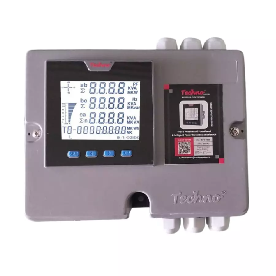Techno Meters Polycarbonate Multifunctional Panel Kit Meter Three Phase 400 A Current Class 1.0/Class 0.5 Accuracy, TMCB 025 Kit
