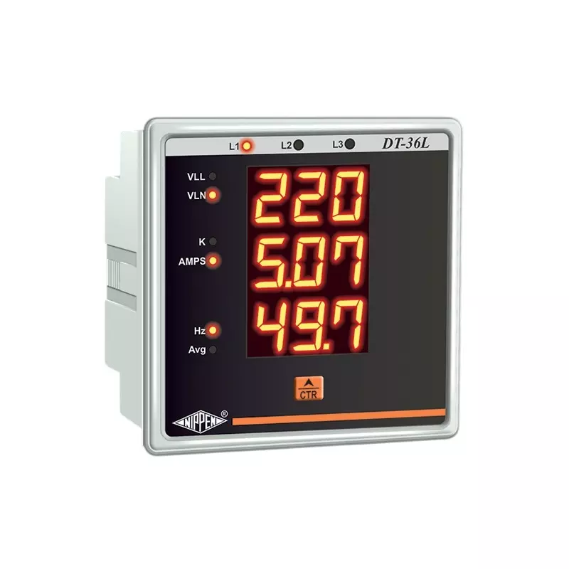 Nippen VAF Meter with 3 Rows x 3 Digits LED Display, 3 Phase - 4 Wire and 96X96 mm Size, DT-36L-3Ph