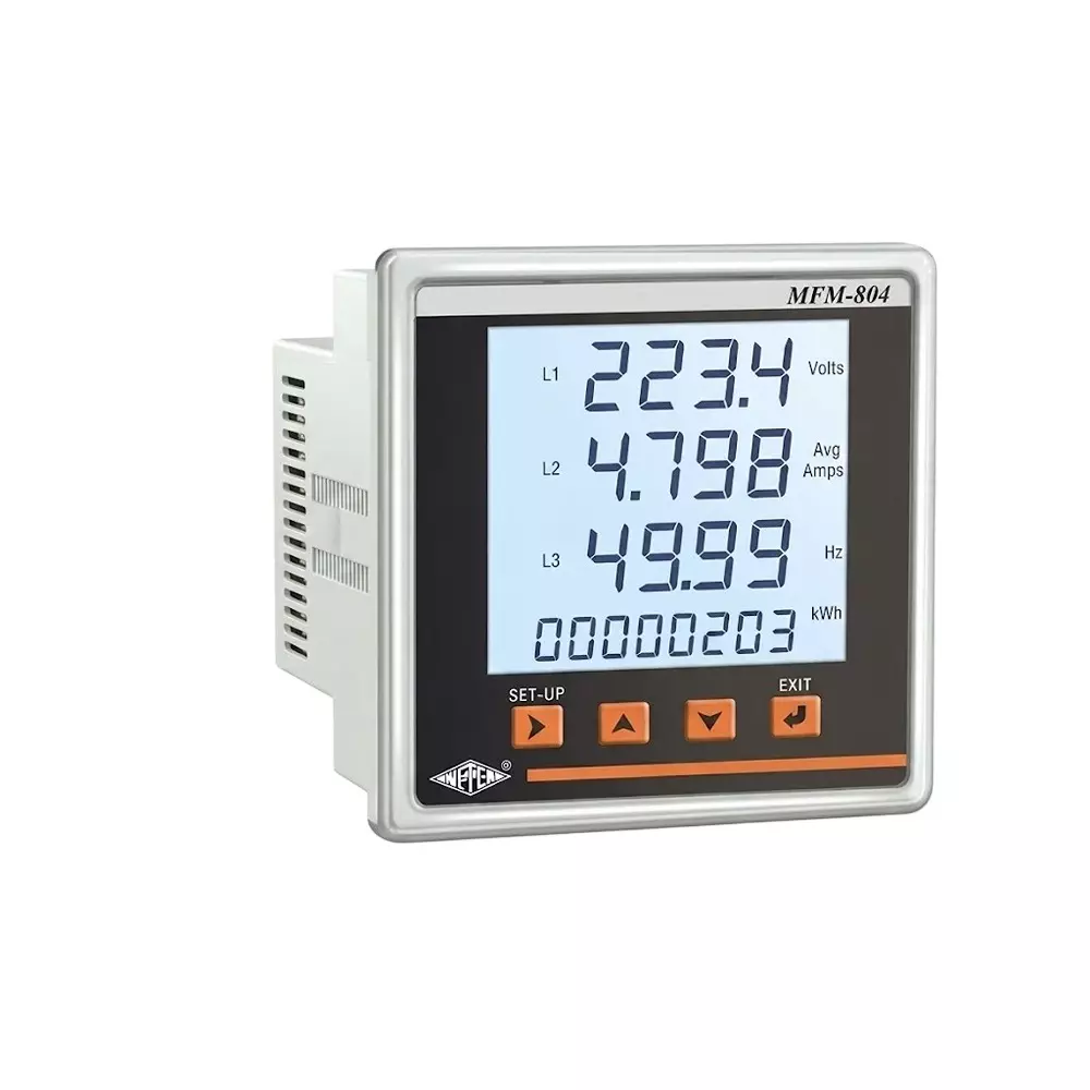 Nippen Multi Function Meter with LCD Display, 3 Phase, 80-270 V AC/DC Auxiliary Supply and Frequency, MFM804A-3PH(0.5%)
