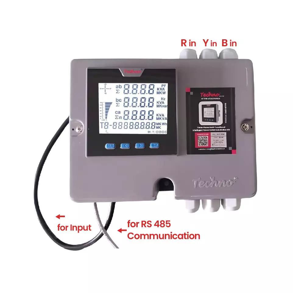 Techno Meters Polycarbonate Multifunctional Panel Kit Meter Three Phase 200 A Current Class 1.0/Class 0.5 Accuracy, TMCB 025 Kit