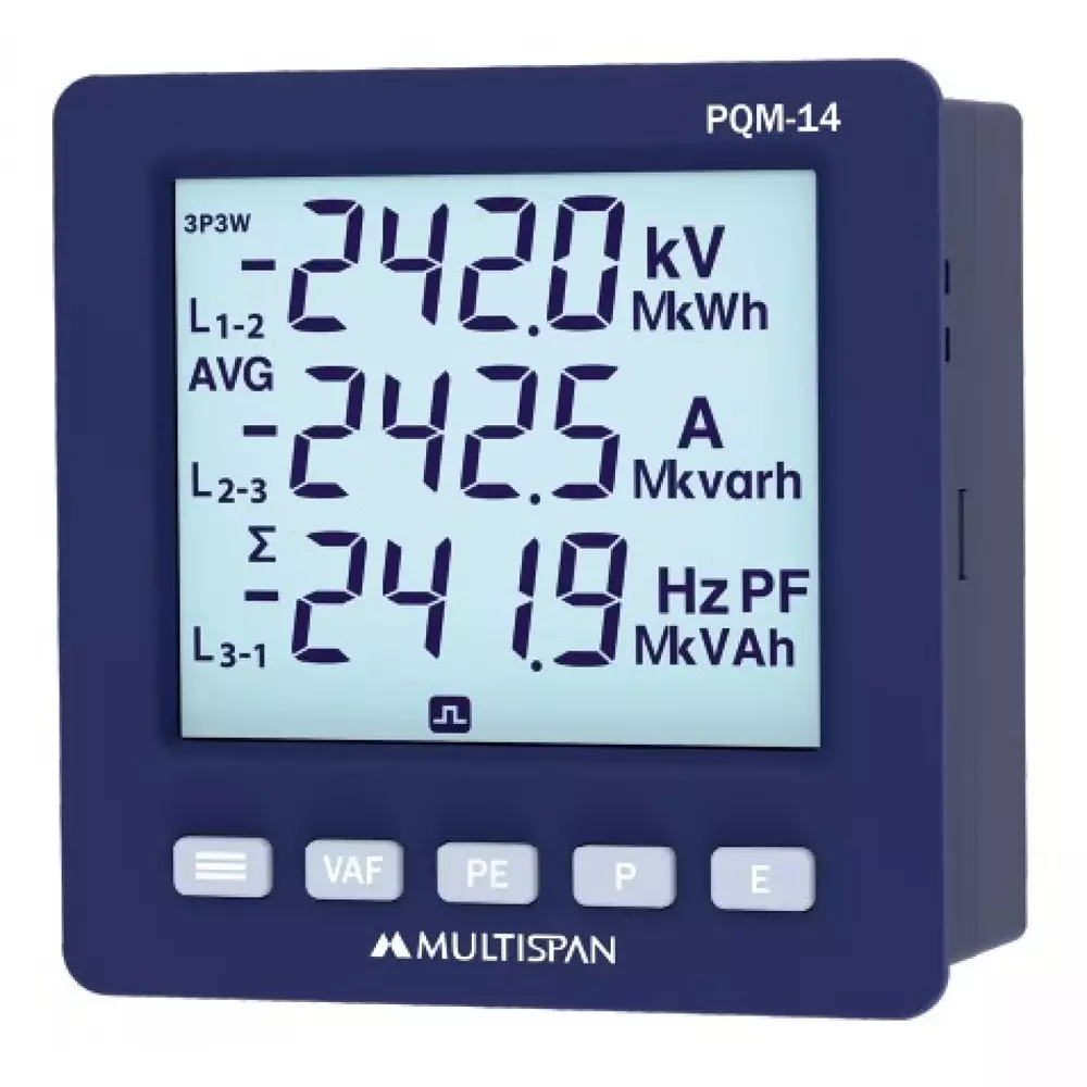 MULTISPAN Multifunction Meter-LCD Display 3-Line LCD Display 96x96x54 mm, PQM-14