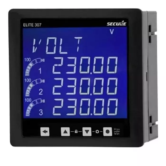 Secure Multi Function Meter Common Features + RS-485 Modbus 3 Phase 4 Line Digital LED Display 96x96 mm Size, Accuracy Class 0.5s, Elite307