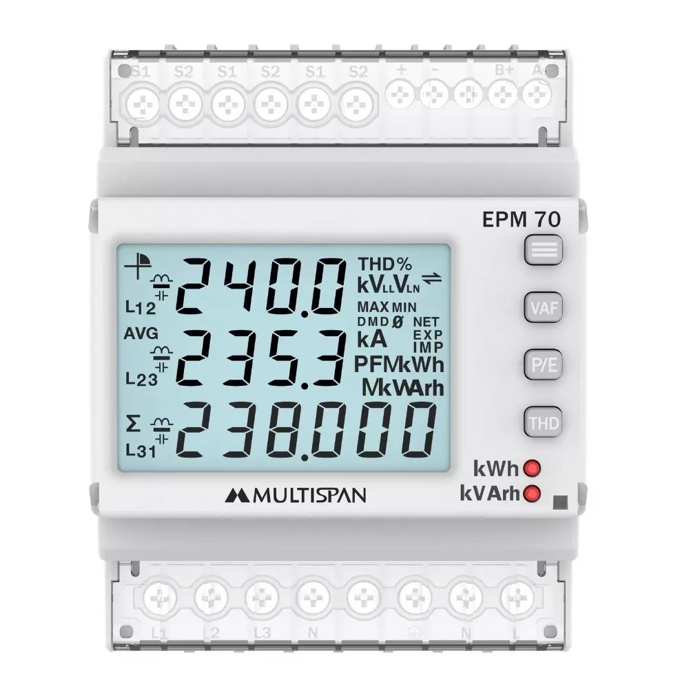 multispan-digital-multifunction-meter-25-ma-current-capacity-rs-485-interface-and-100-to-300-v-acdc-5060-hz-power-supply-epm-70