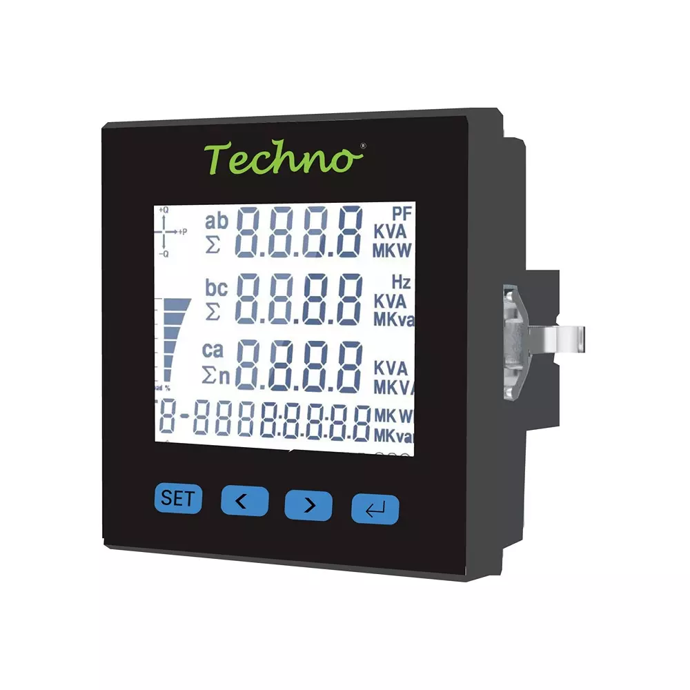 Techno Meters Polycarbonate Multifunctional Panel Meter Three Phase 5 A Current with Big & Bright LCD Display, TMCB 025