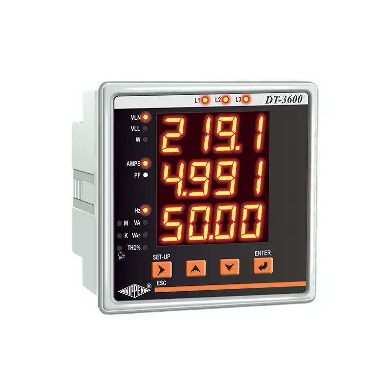 Nippen Multi Function Meter with 3 Phase, 230 V Auxiliary Supply and 50/60 Hz Frequency, DT-3600-3PH