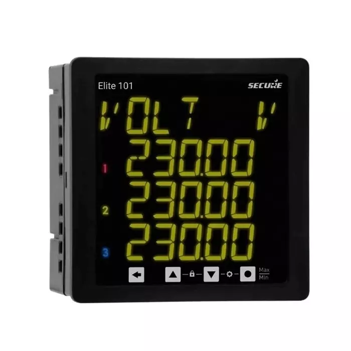 Secure Multi Function Meter 3 Phase 4 Line Digital LED Display 96x96 mm Size, Accuracy Class 1, Elite101