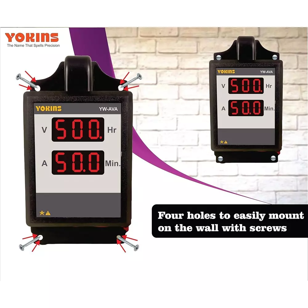 Yokins Digital Volt-Amp Meter Rectangle Black 90-500 V AC Voltage Range for Electrical Panel & Submersible Panel Testing, YW-AVA
