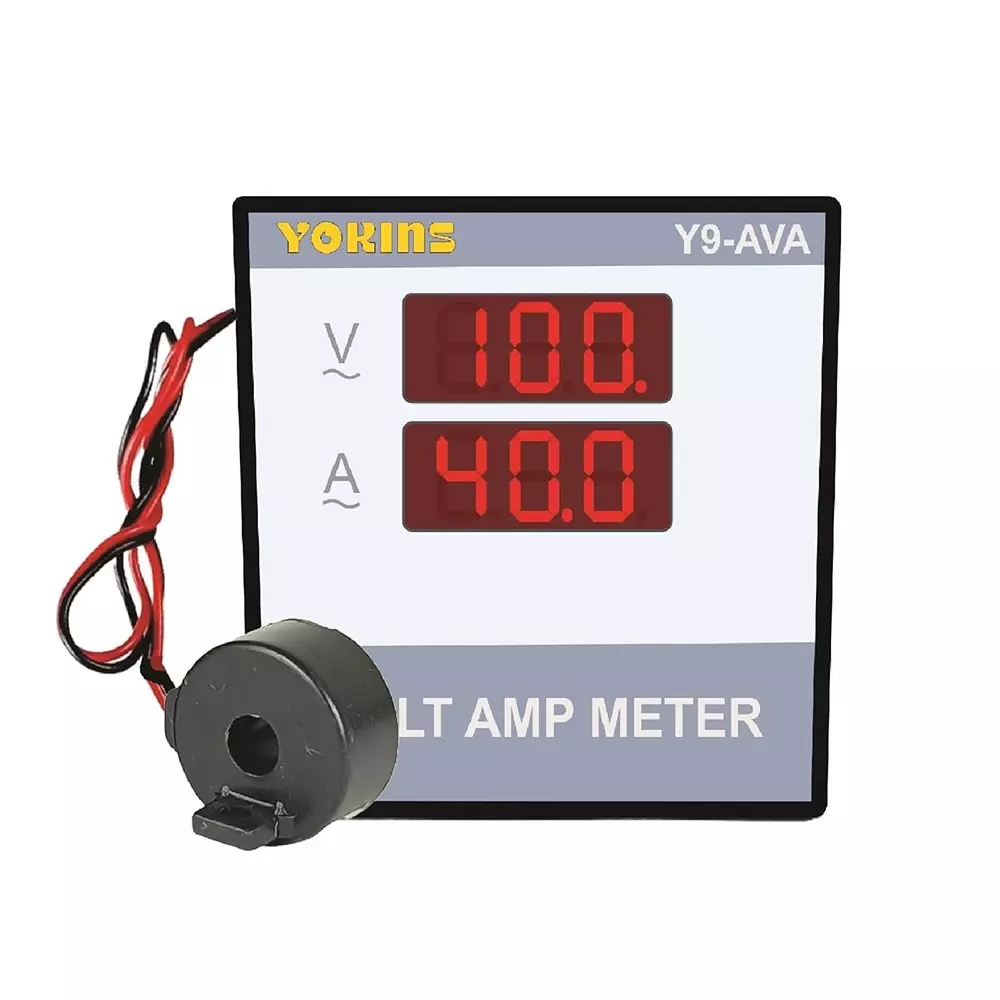 Yokins Digital Volt-Amp Meter Sqaure Black 90-500 V AC Voltage Range for Electrical Panel & Submersible Panel Testing, Y9-AVA