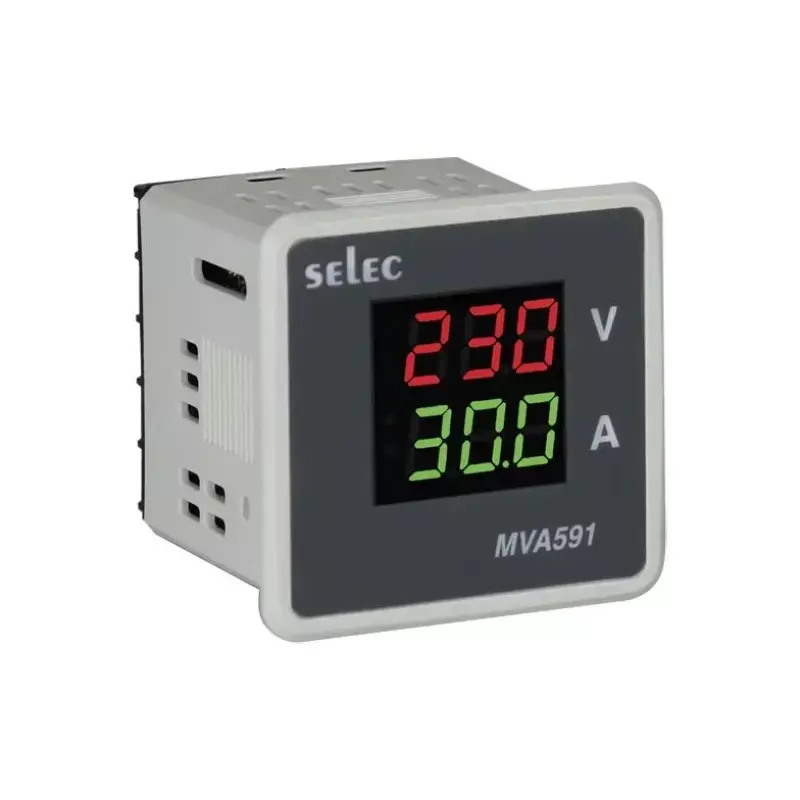 SELEC Digital Panel Meter 3 Digit 7 Segment Dual Line LED Display 48 x 48 mm, MVA591-30A-230V-CE